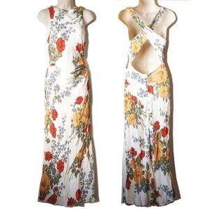 NWT High Neck Backless Maxi Dress 4 Wildflower OPT Fully Lined